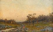 Autumn Landscape with a Woman on a Road Mauritz Lindstrom